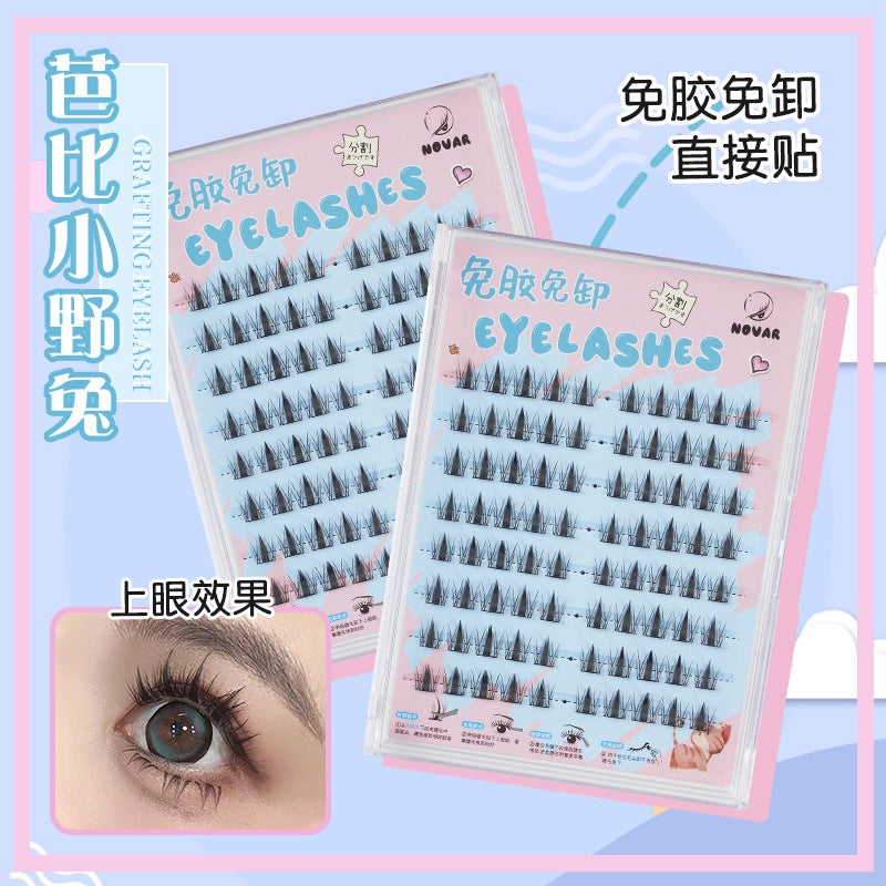 Large-Capacity 8-Row Gel-Free Free False Eyelashes Lazy Trilogy Sunflower Single Cluster Natural Curled Gel-Free Eyelashes - Image 2